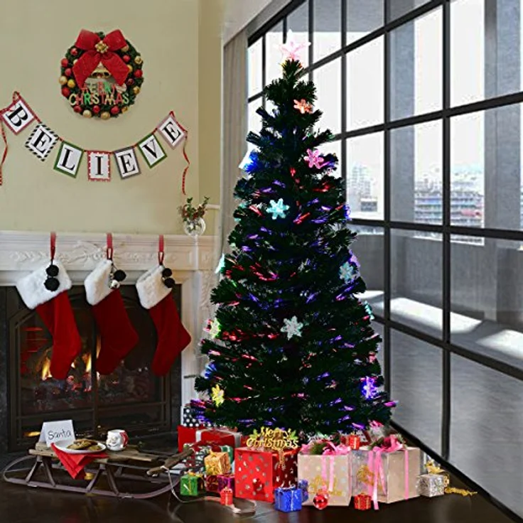 COSTWAY Künstlicher Weihnachtsbaum, mit 170 PVC Nadeln, 24 LEDs, Sternspitze – Bild 12