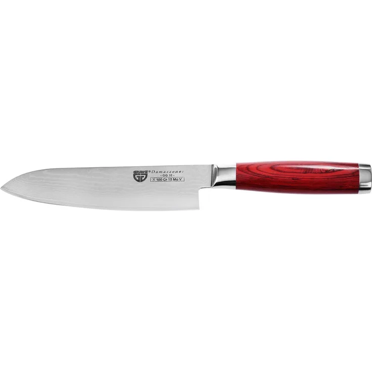 Gräwe Damaszener Santokumesser groß 17,5 cm Klinge, mit Hartholzgriff