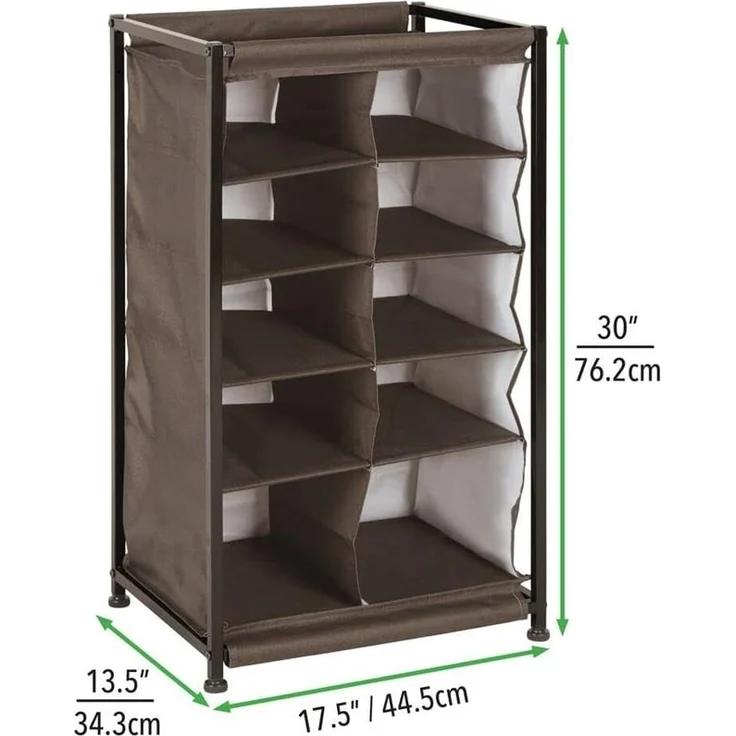 Schuhregal 10 Fächer Stoffregal Metallrahmen Schuhschrank espresso 76 cm mdesign – Bild 7