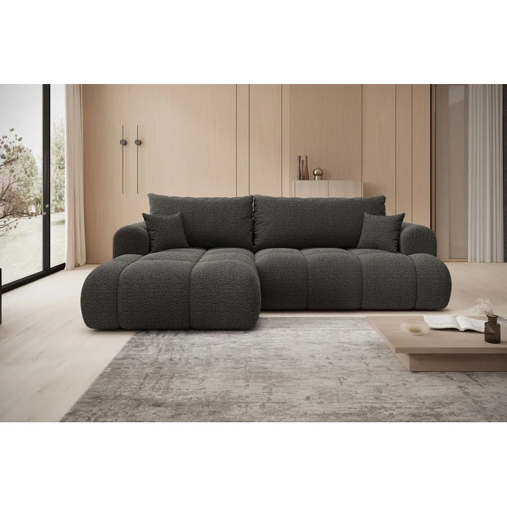 thematys Ecksofa TREVIO 260 x 165 cm, mit Schlaffunktion, mit Bettkasten, Dunkelgrau (Fredo 40), Ausrichtung links – Bild 3