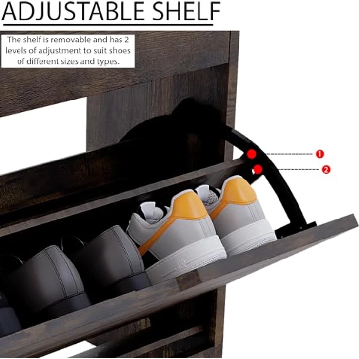 Vida Designs Schuhschrank, Dunkles Holz, 80H x 60W x 24D – Bild 7