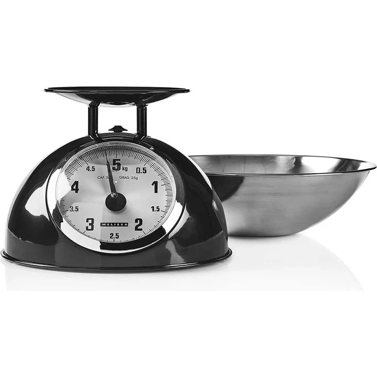 Retro-Küchenwaage | Analog | Metallgehäuse | Abnehmbare Schale | Max. 5kg | 25-Gramm-Schritte | Schwarz – Bild 6