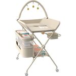 Wickeltisch, 3-in-1, Wickelkommode für Baby, von Geburt bis 12 Monate (bis 25 kg), Wickeltisch, faltbar, tragbar, Wickeltisch für Babys, mit 4 Rollen,75 x 68 x 83–91 cm (Schwarz) Cremeweiß