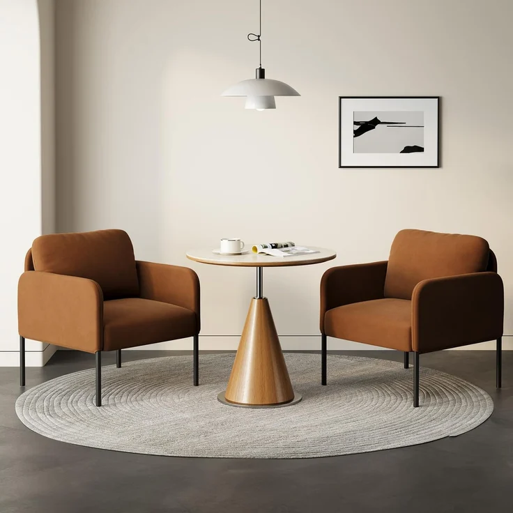 COLAMY Gepolsterter Ohrensessel 2er Set aus Samt – Moderner Lounge-Sessel mit weicher Rückenlehne, Komfortabler Sessel für Wohnzimmer, Schlafzimmer, Apartment & Leseecke, Orange – Bild 1