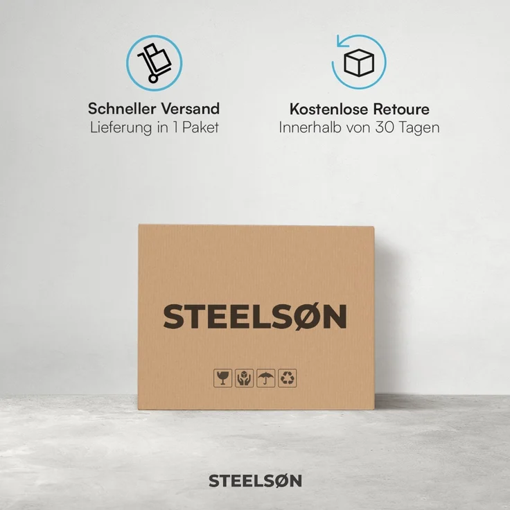 STEELSØN 'Drakon' Mähroboter Garage, Metall, silber, wetterfest, 53/42x77x90 cm, Mähroboterhaus mit aufklappbarem Pultdach – Bild 8