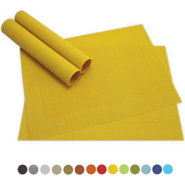 matches21 HOME & HOBBY Platzset Tischsets BORDA 4er Set Gelb als Tischuntersetzer, (4-St), Abwaschbare Platzsets als Tischunterlagen für Ess-Tisch Tisch-Deko