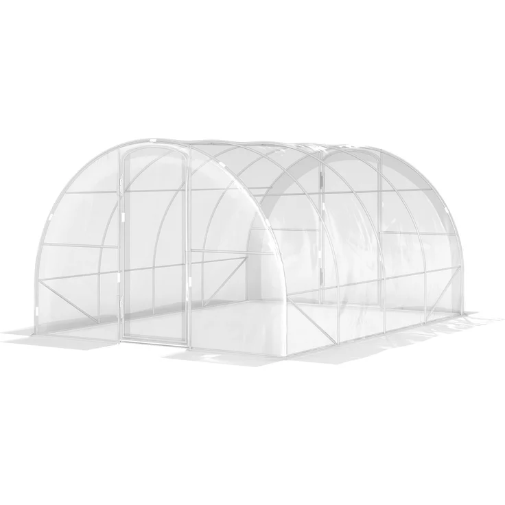 MELAYR, 4 x 3 x 2 m (12 m²) Tunnelgewächshaus mit 2 Flügeltüren und 150 g/m² PE-Folie für Gemüse, Transparent – Bild 2