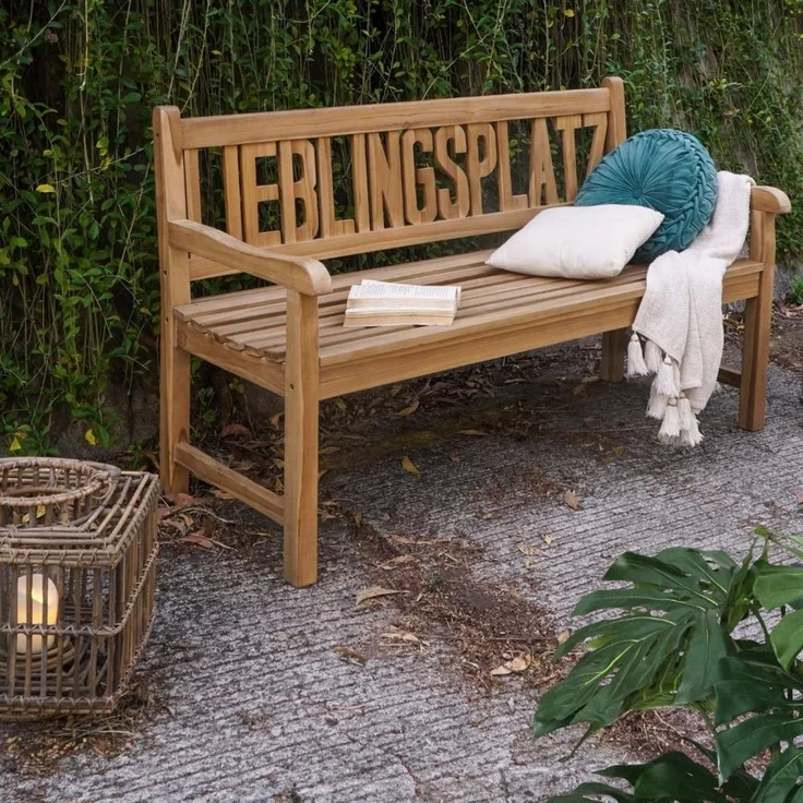 Massive Teak Sitzbank LIEBLINGSPLATZ 130cm Gartenbank Holzbank Teakbank – Bild 3