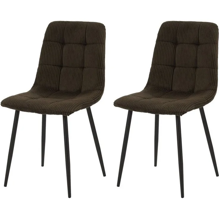 HTI-Living Esszimmerstuhl Esszimmerstuhl Mesa Cordstoff Braun (Set, 2 St), Polsterstuhl mit schwarzen Metallbeinen
