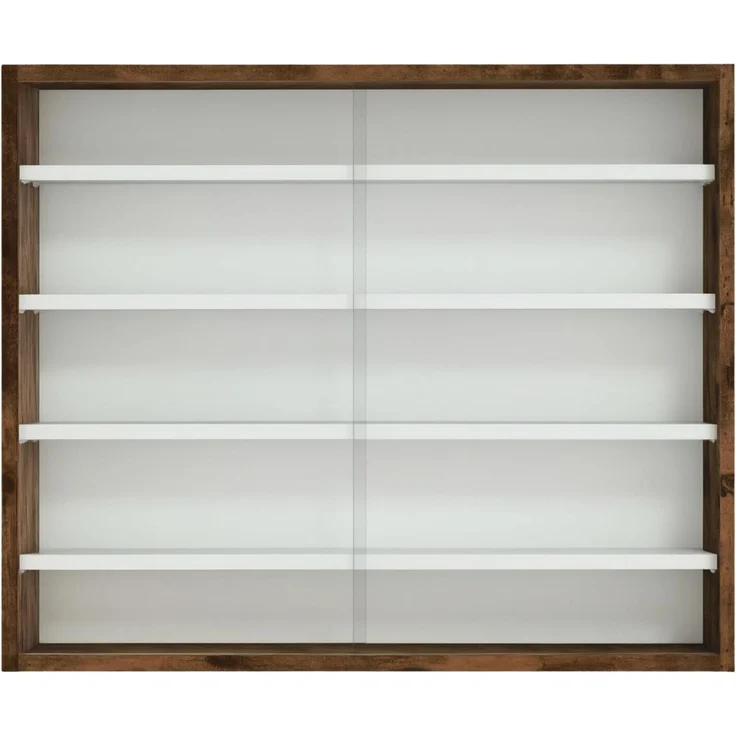Dekorative Wandvitrine für Sammlerstücke, 5 höhenverstellbare Einlegeböden & 2 Schiebetüren(nur mit Wandbildschirm)--Braun + Weiß--80x9.5x60cm--YOUDENOVA – Bild 8