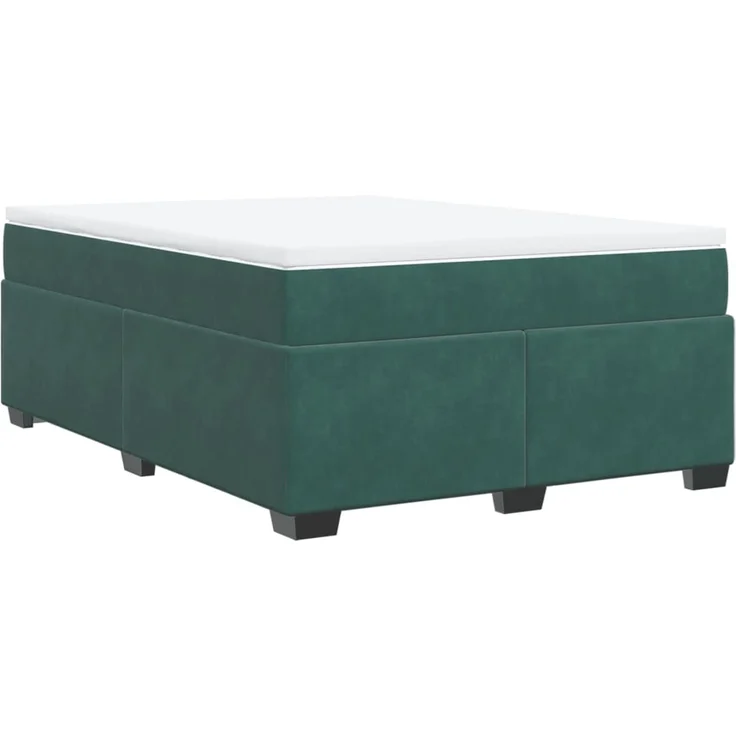 vidaXL Boxspringbett mit Matratze Dunkelgrün 160x200 cm Samt 3285296 – Bild 2