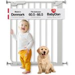 BabyDan Esjberg Türschutzgitter für Kinder und Babys, extra schmal, für Öffnungen von 60,5–66,5 cm, Weiß, hergestellt in Dänemark aus 100% italienischem Stahl.