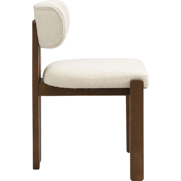 Esszimmerstühle 2er-Set aus Massivholz mit Bouclé-Bezug, 54x54x79 cm, walnussfarben – Bild 7