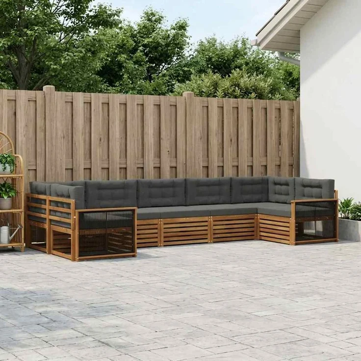 vidaXL Outdoor-Sofagarnitur 7 stk. 7-Sitzer Natur und Anthrazit 3383805 – Bild 1