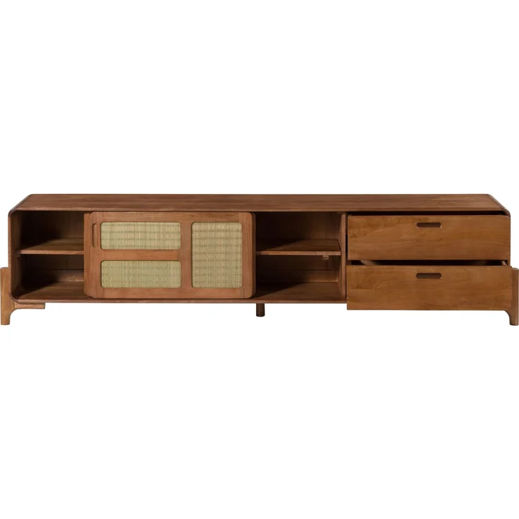 TV-Board Mango/Seegras 220 x 40 x 50 hellbraun lackiert MIZUMI #105 – Bild 2