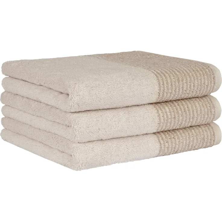 CAWÖ Gästetuch, 3er Pack - Luxury Home, C Two-Tone, Walkfrottier Natur 30x50cm