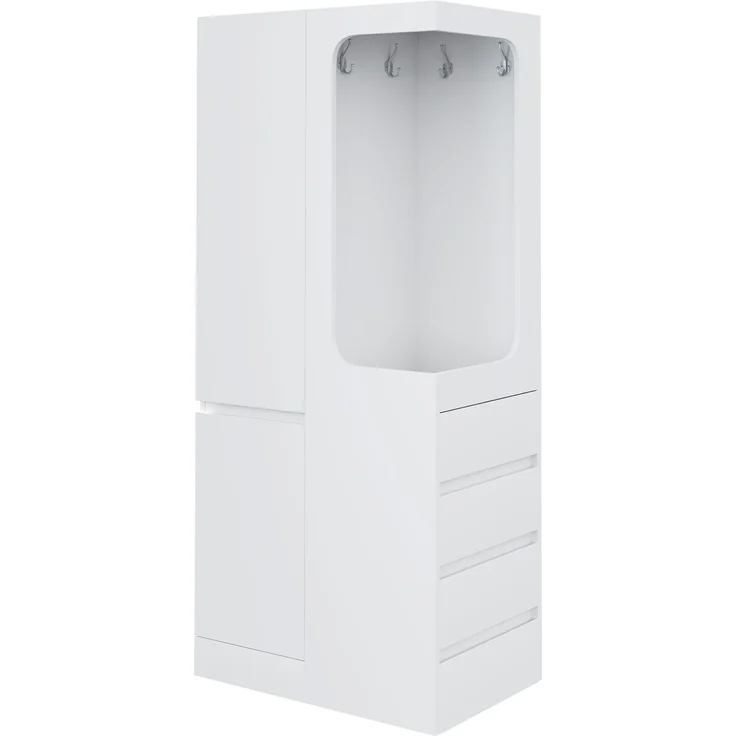 CHICFURN Kleiderschrank, Weiß, 70x170x40 cm, mit 4 Schubladen und offenem Kleiderbereich – Bild 5