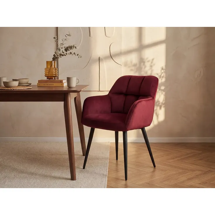 Vente-unique - PEGA Stuhl SamtStoff Rot - B 62 cm x H 78 cm x L 58,5 cm