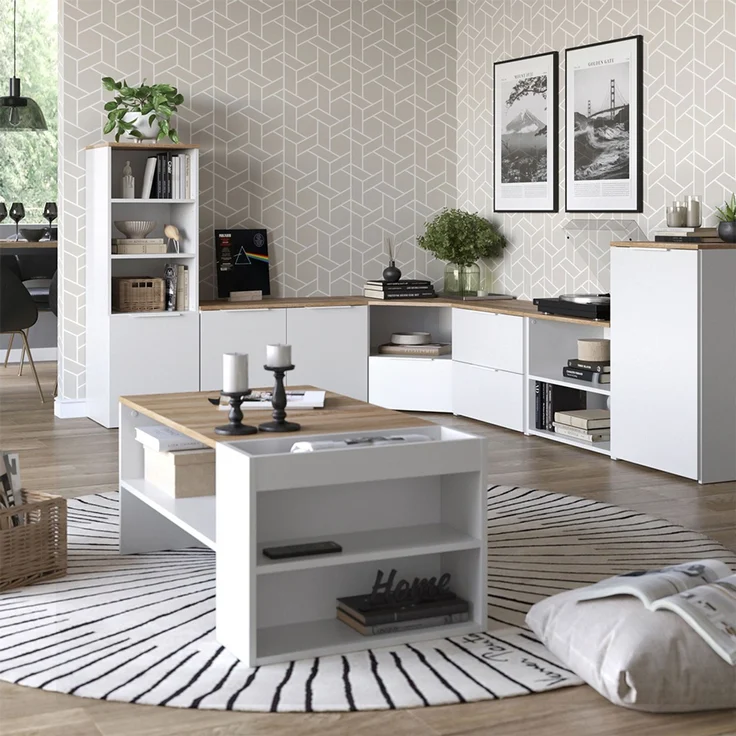 Wohnwand Wido Weiß/Sonoma 3 Teile Vicco – Bild 6