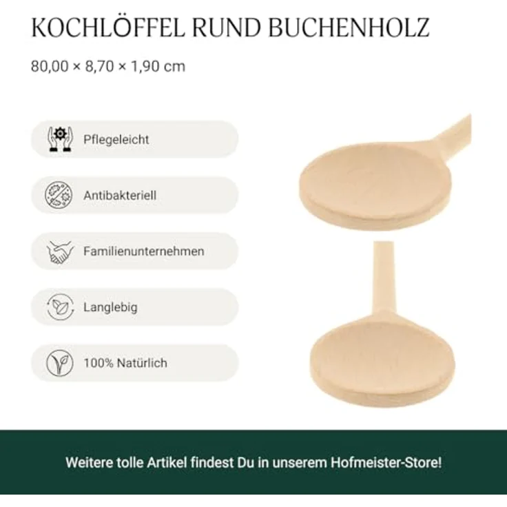 Kochlöffel, runde Form aus Holz 80 cm – Bild 4