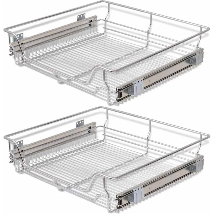 vidaXL Küchenregal Einbauschublade Korbauszug 2 Stk. Silbern 600 mm, 2-tlg. – Bild 2