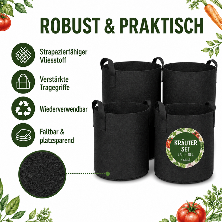Pflanzsäcke Set Schwarz – Bild 3