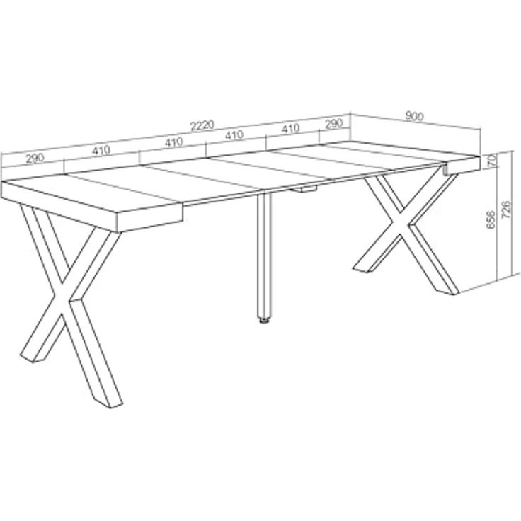 Skraut Home | Ausziehbarertisch | Multifunktionaler ausziehbarer | 220 | Für 10 Gäste | Massivholz Beine | Moderner Stil | Zement – Bild 3