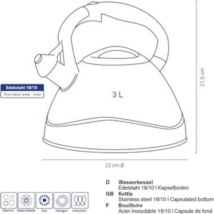 KELA Wasserkessel Varus. schwarz. 3 Liter – Bild 4