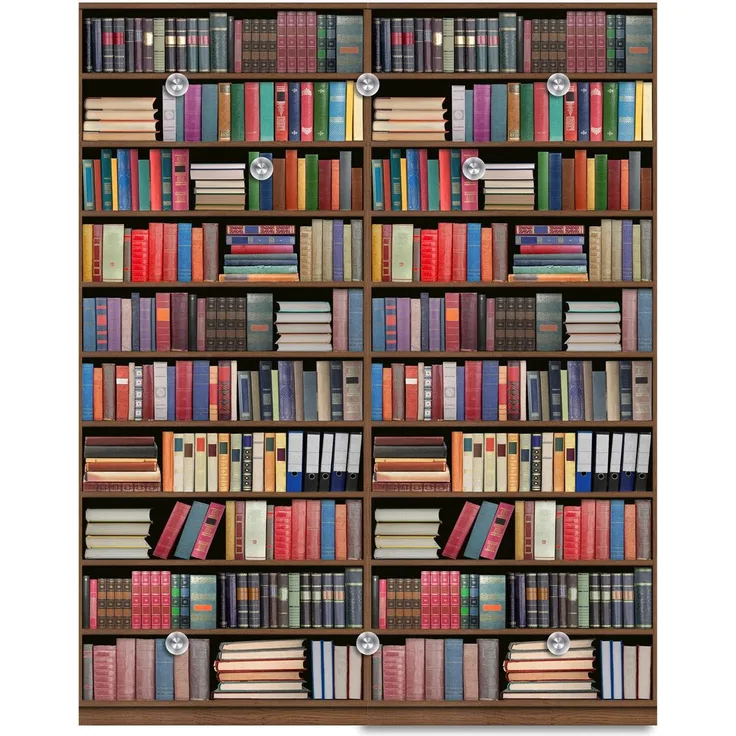 Queence Garderobe - "Big Library" Druck auf hochwertigem Arcylglas inkl. Edelstahlhaken und Aufhängung, Format: 100x120cm