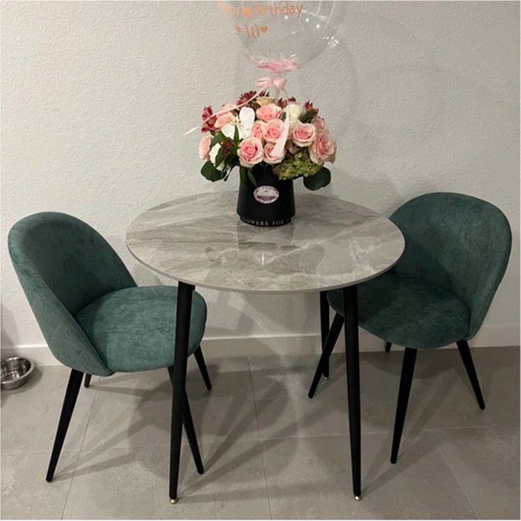 FATIVO Esstisch Runder Esszimmertisch Kchentisch aus Sinterstein Esszimmer 80x80x76 cm Grau – Bild 6