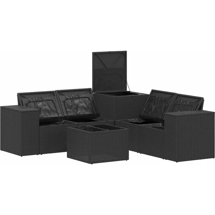 vidaXL Sofa Set 6 stk. Schwarz Polyrattan und Stahl 3447553 – Bild 7