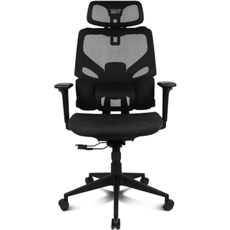 DRIFT GAMING DRAIR400 - Professioneller Gaming Chair, hochwertiges Mesh und verstärktes Polymer, 4D verstellbare gepolsterte Armlehnen, Kolbenklasse 4, drehbar, neigbar, verstellbar, schwarz. – Bild 3