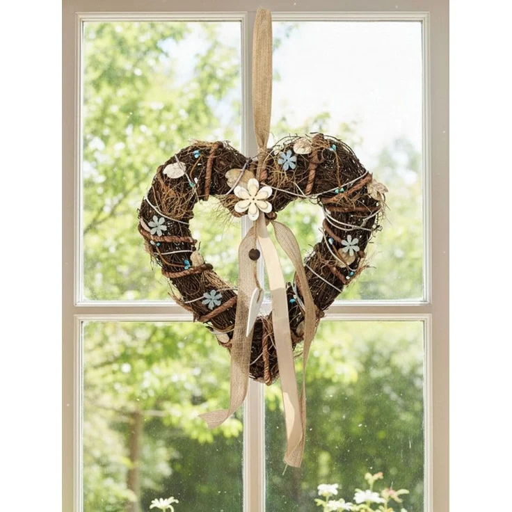 LB H&F Lilienburg Dekohänger Dekohänger Türkranz Frühling Frühlingsdeko Deko Eingang Dekoration Tür (Wandschmuck Willkommen Girlande zum Hängen aufhängen Türschild Weide Weidenkranz Rattan Weide natürlich künstliche Blumen Hochzeit Herbst Osterkranz Os... – Bild 2