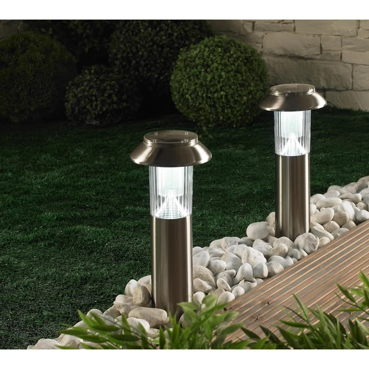 MeLiTec 3er Set Solar LED Gartenleuchten SO06-1 Edelstahl matt gebürstet – Bild 2