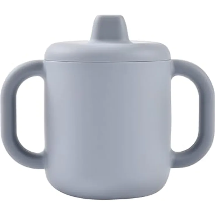 BÉABA Baby-Lernbecher 2-in-1 Flasche/Tasse – 100% Premium-Silikon, Breite Griffe für Einfaches Greifen, Ergonomisch, Weicher Trinkaufsatz – Farbe Kieselstein