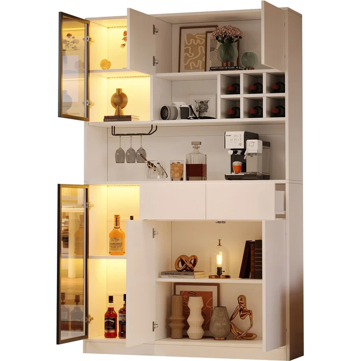 ZUBALIYA Schrank 120x33 cm mit LED-Beleuchtung mit Schubladen in Weiß, ideale Lösung für kleine Räume, robuste Verarbeitung, langlebige Materialien, einfache Selbstmontage – Bild 12