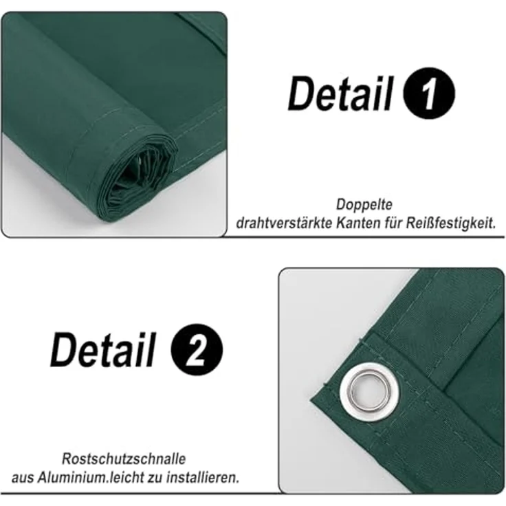 SUNNY GUARD Balkon Sichtschutz Wetterfest 90x300cm Balkonverkleidung Balkonabdeckung Balkonumspannung UV-Schutz Windschutz mit Kabelbinder,Grün – Bild 3