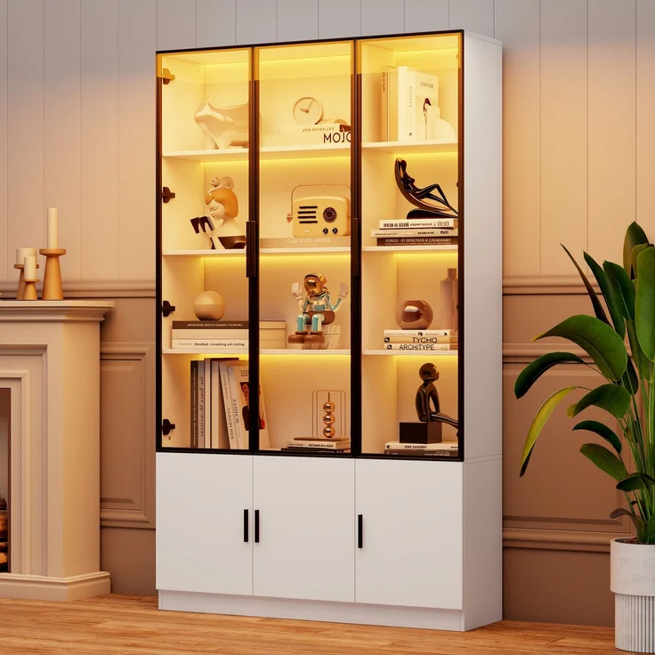 ZUBALIYA Schrank mit LED-Beleuchtung in Weiß, ideale Lösung für kleine Räume, robuste Verarbeitung, langlebige Materialien, einfache Selbstmontage, mit verständlicher Aufbauanleitung, si. (Modell 3) – Bild 3