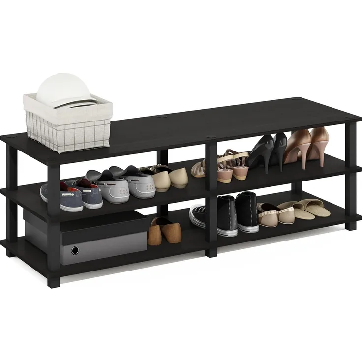 Furinno Turn-S-Tube No Tools 3-stufiges, Regal, Schuhregal, Espresso/Schwarz, 119. 9 (Breite) x 39. 1 (Höhe) x 29. 5 (Tiefe) cm