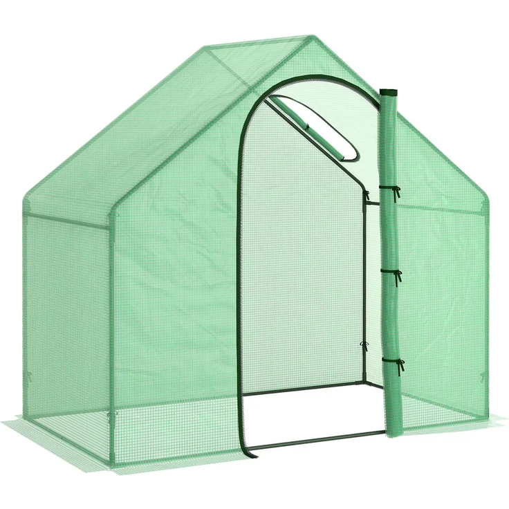 MELAYR, Gewächshaus mit Fernster, Rolltür, winterfest Foliengewächshaus aus Stahl, 180 x 100 x 168 cm, Grün – Bild 1