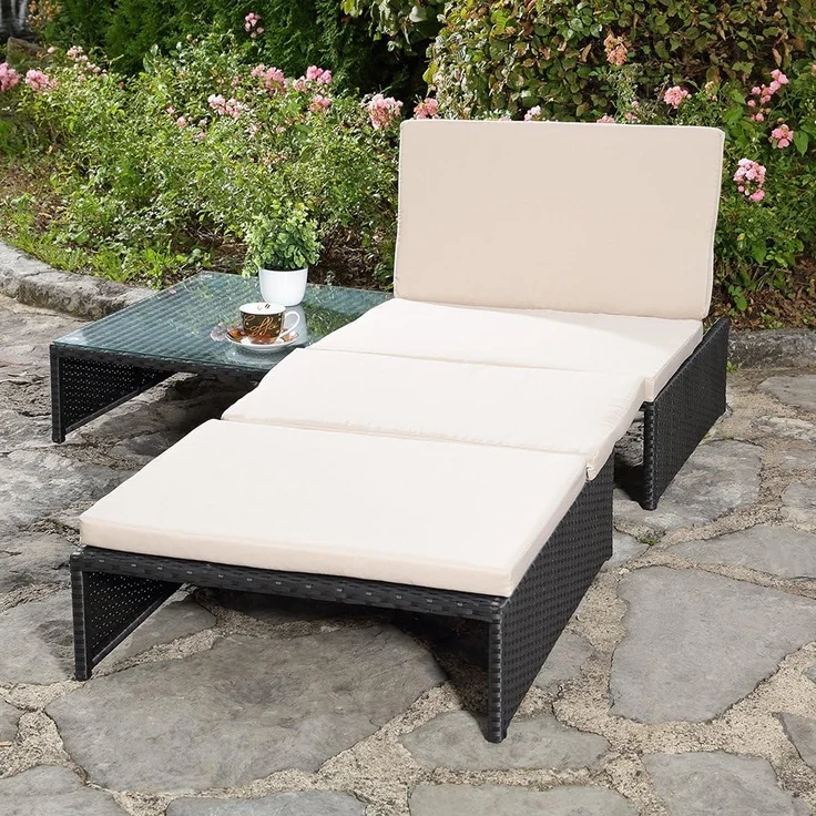 Lounge Sitzgarnitur Gartenset Gartenmöbel GartenSitzgruppe 2 Sessel Tisch Rattan – Bild 4