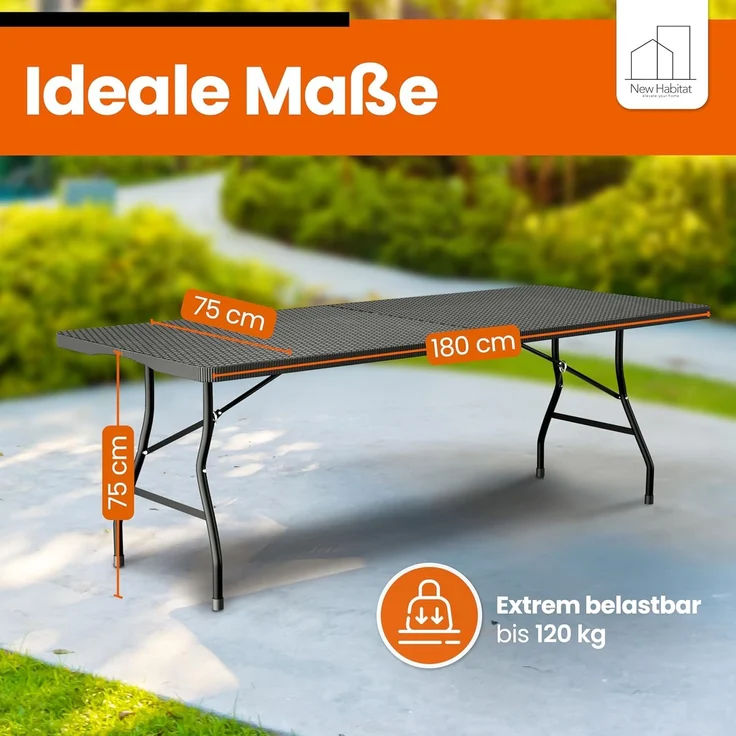 NewHabitat Gartentisch Buffettisch klappbar I Gartentisch klappbar Polyrattan, Klappbar – Bild 2