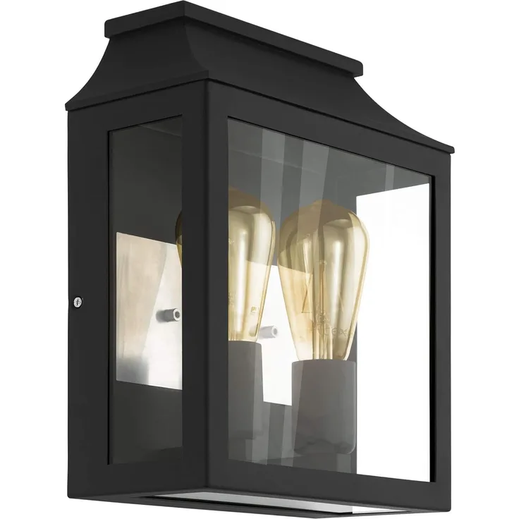 Eglo 97294 Outdoor Wandleuchte SONCINO schwarz klar L:26,5cm H:33cm T:12cm IP44