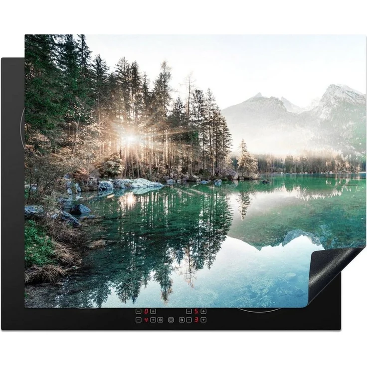 MuchoWow Herd-Abdeckplatte Natur - Bäume - Berge - See, Vinyl, (1 tlg), Abdeckung Induktionskochfeld Schutzmatte, Küche Deko, 65x52 cm – Bild 1