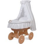 WALDIN Stubenwagen-Set mit Ausstattung Gestell/Räder natur lackiert, Ausstattung weiß