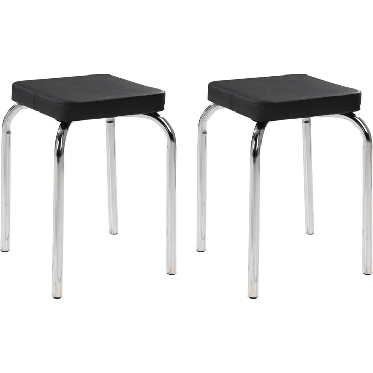 HAKU Sitzhocker Stapelhocker PIK, 2er Set, Schwarz, Kunstleder, stapelbar