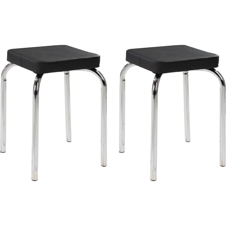 HAKU Sitzhocker Stapelhocker PIK, 2er Set, Schwarz, Kunstleder, stapelbar – Bild 1