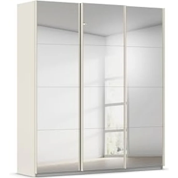 Rauch Möbel Kulmbach, Kleiderschrank mit Schwebetüren für Schlafzimmer, Kinderzimmer, Jugendzimmer, Garderobe, Flur, 3-türig, mit Spiegel, Zubehör Basic, Farbe Beige, Breite 203 cm – Bild 1