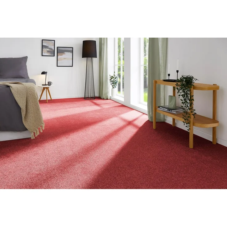 andiamo Teppichboden Izmir für Wohnzimmer und Kinderzimmer - Teppichboden Meterware zum Verlegen - Teppichbelag mit hoher Trittschalldämmung - weicher Teppichboden 400x500 cm Rot
