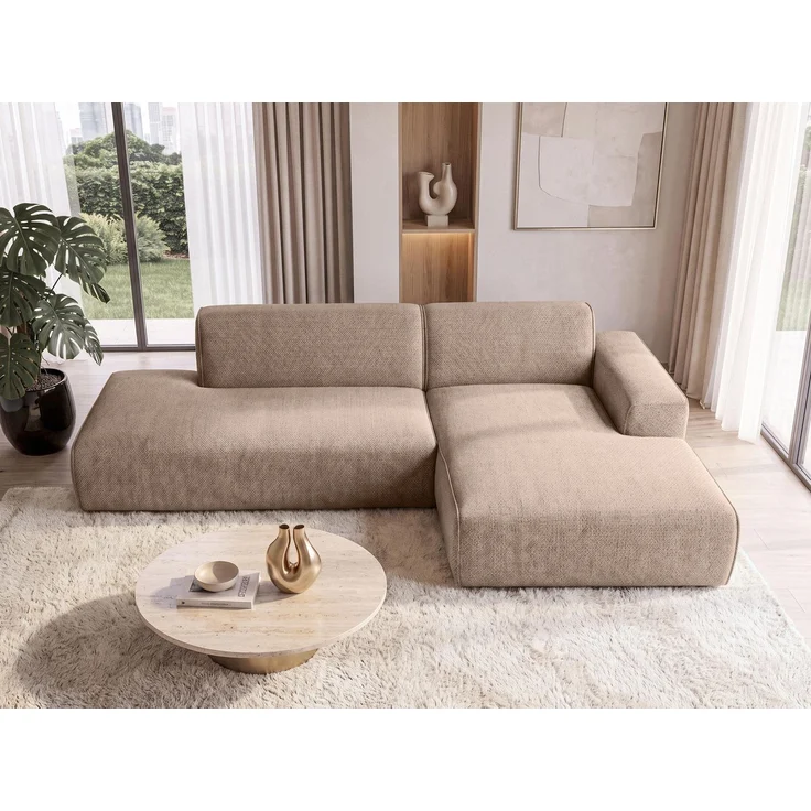 AX LIVING Ecksofa Modern Didim Duo 284 cm Warmbraun Chenille Sofa R – Bild 2